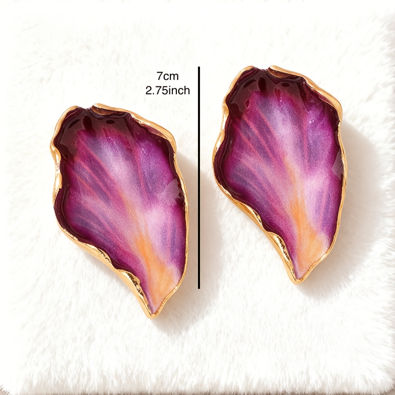 Women's Hand-Painted Blue & White Gradient Petal-Shaped Earrings